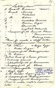 This is a copy of the page in Adolph Jurgens recipe book with the Springling cookies at the bottom of the page.  The other cookies are good also.  Notice the large amounts.  I think they made lots of these cookies, maybe for gifts as well as eating.
